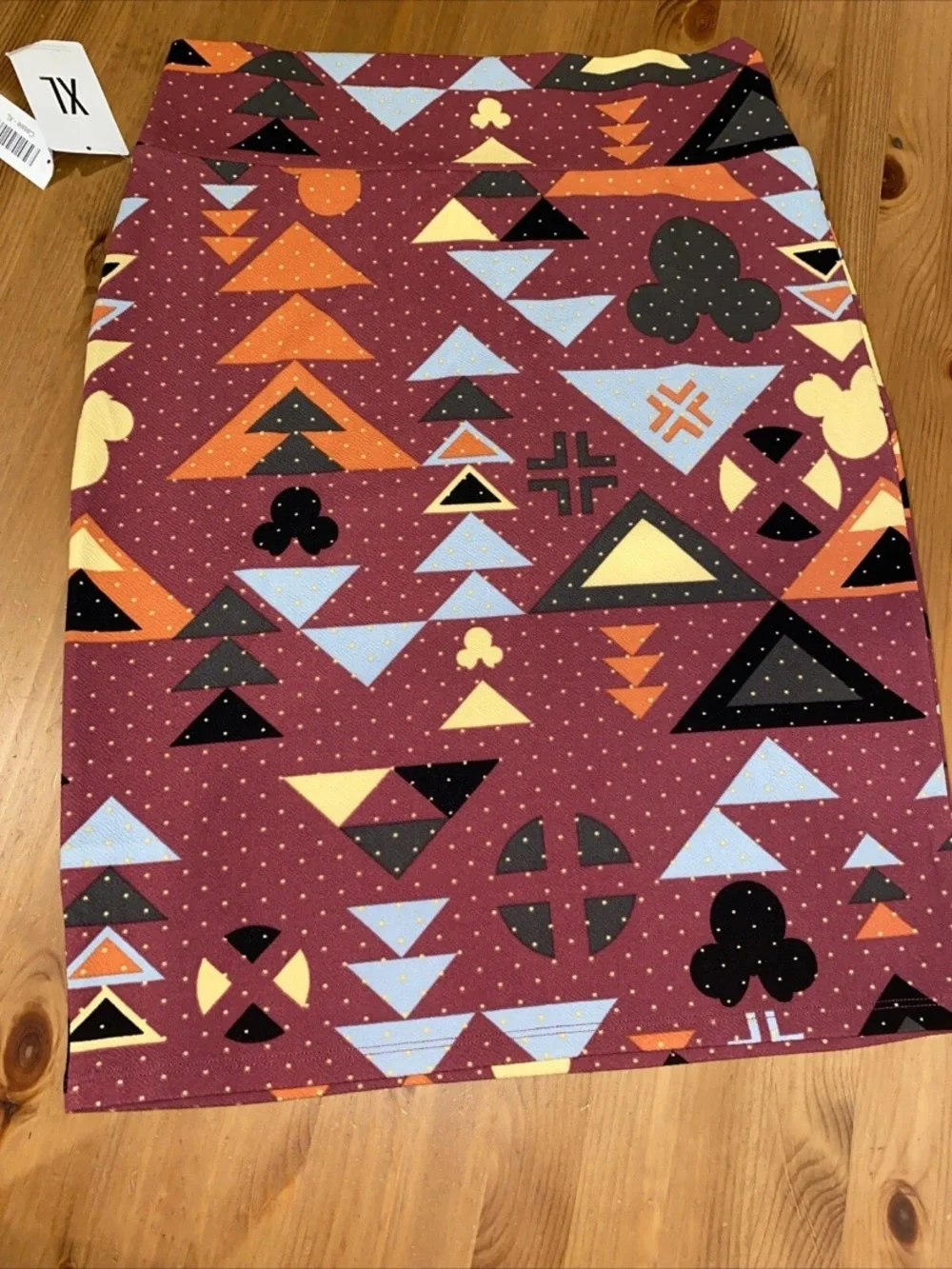 Women’s Geometric Print Pencil Skirt - Burgundy